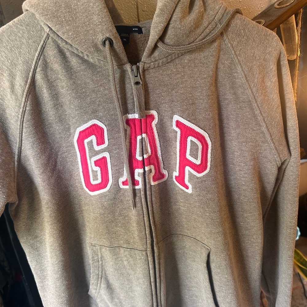 GAP Zip Hoodie with Pink Logo